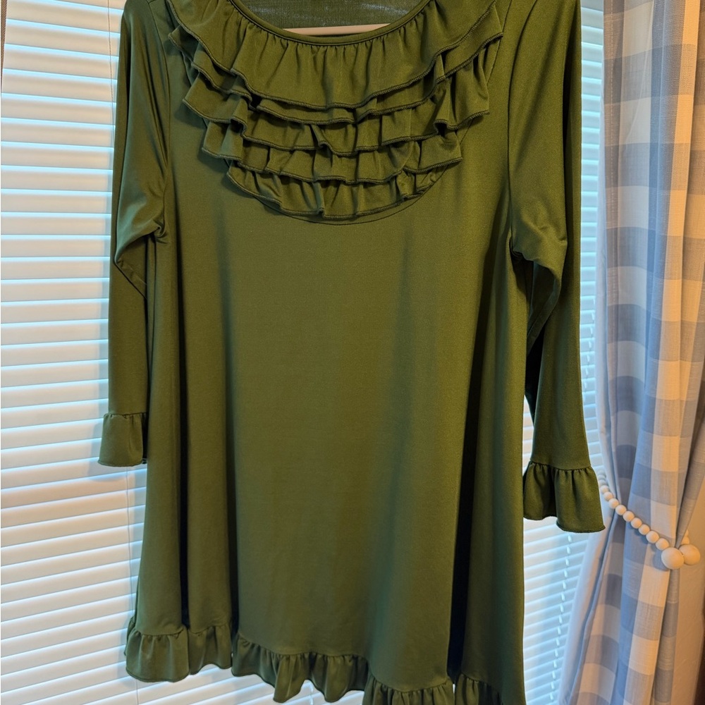 Nuggles Green Ruffle Blouse